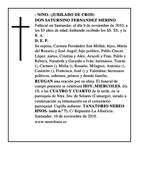DON SATURNINO FERNANDEZ MERINO