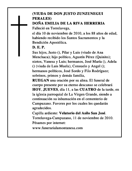 DOÑA EMILIA DE LA RIVA HERRERIA