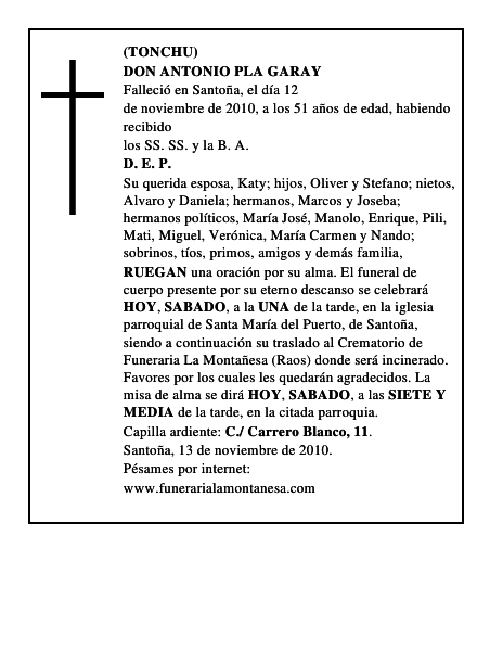 DON ANTONIO PLA GARAY