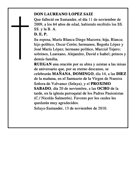 DON LAUREANO LOPEZ SAIZ