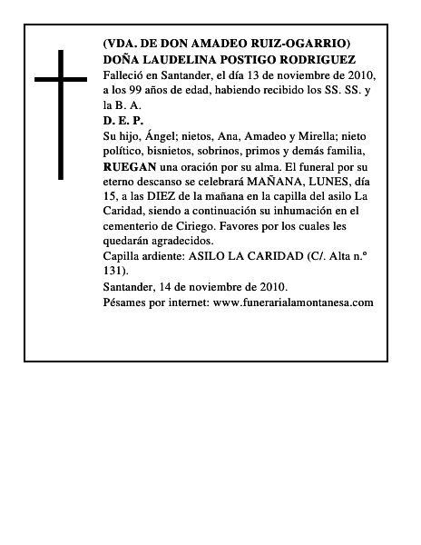 DOÑA LAUDELINA POSTIGO RODRIGUEZ