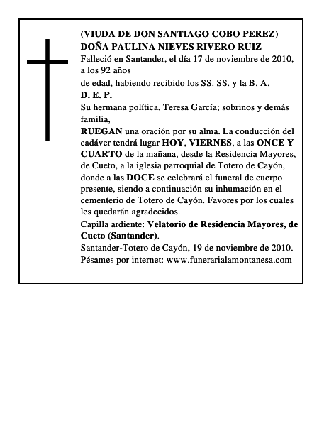 DOÑA PAULINA NIEVES RIVERO RUIZ