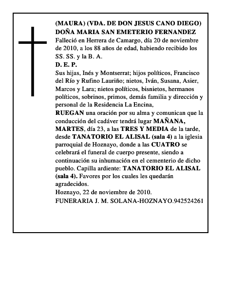DOÑA MARIA SAN EMETERIO FERNANDEZ