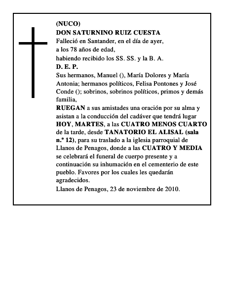 DON SATURNINO RUIZ CUESTA