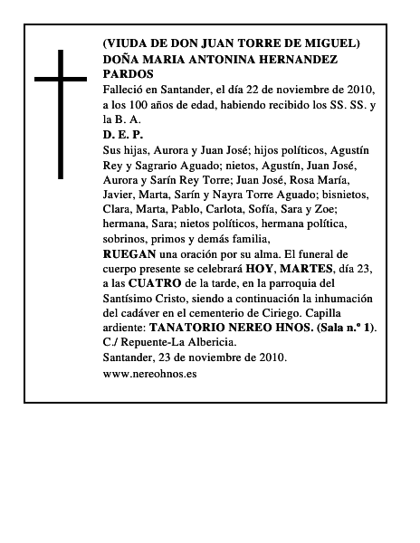 DOÑA MARIA ANTONINA HERNANDEZ PARDOS