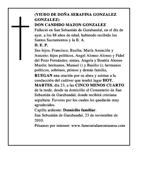 DON CANDIDO MAZON GONZALEZ