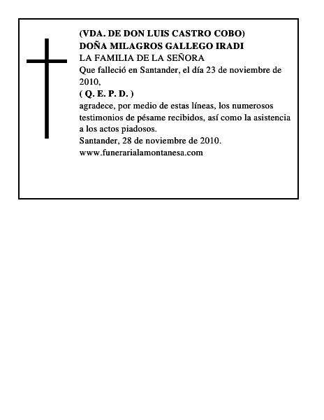 DOÑA MILAGROS GALLEGO IRADI