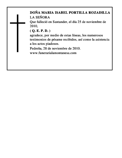 DOÑA MARIA ISABEL PORTILLA ROZADILLA