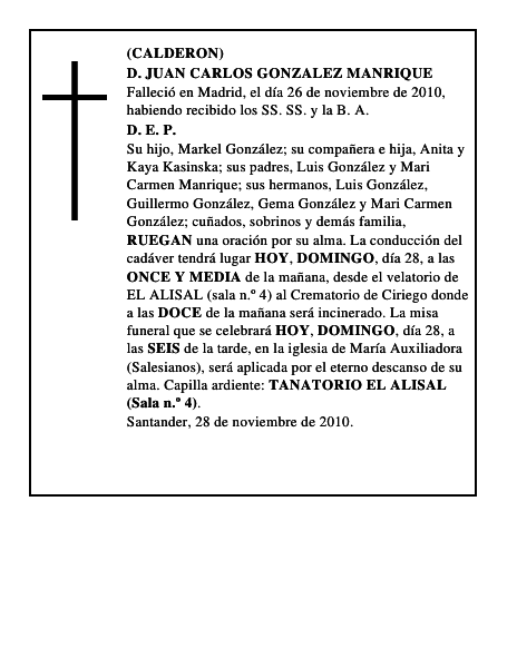 D. JUAN CARLOS GONZALEZ MANRIQUE