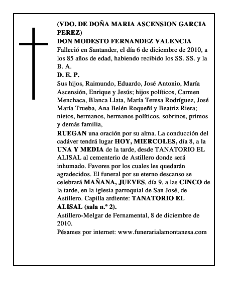 DON MODESTO FERNANDEZ VALENCIA