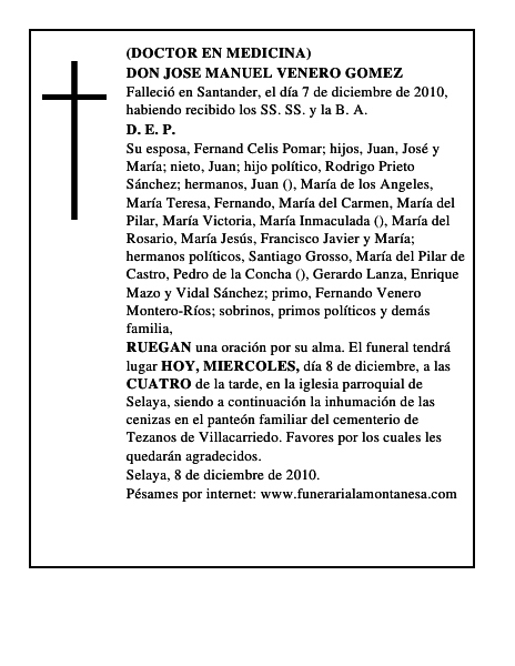 DON JOSE MANUEL VENERO GOMEZ