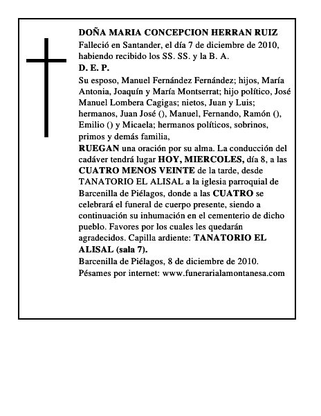DOÑA MARIA CONCEPCION HERRAN RUIZ