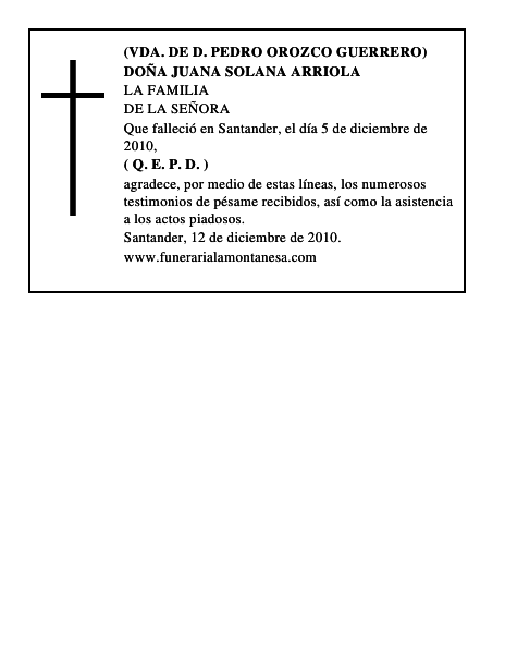 DOÑA JUANA SOLANA ARRIOLA