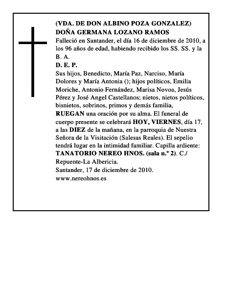 DOÑA GERMANA LOZANO RAMOS