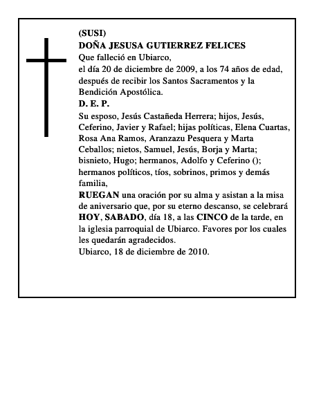 DOÑA JESUSA GUTIERREZ FELICES