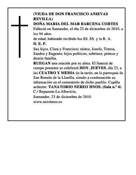 DOÑA MARIA DEL MAR BARCENA CORTES