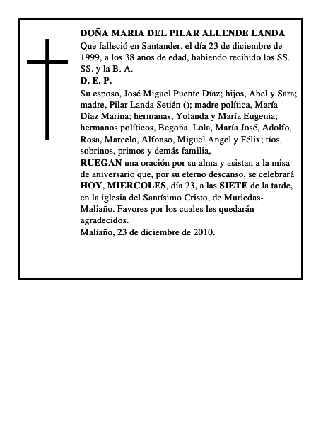 DOÑA MARIA DEL PILAR ALLENDE LANDA