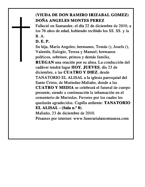 DOÑA ANGELES MONTES PEREZ