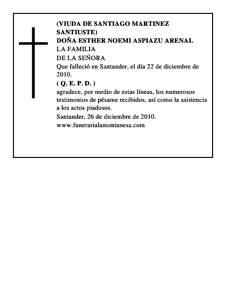 DOÑA ESTHER NOEMI ASPIAZU ARENAL