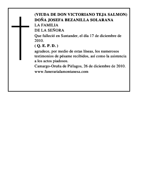 DOÑA JOSEFA BEZANILLA SOLARANA