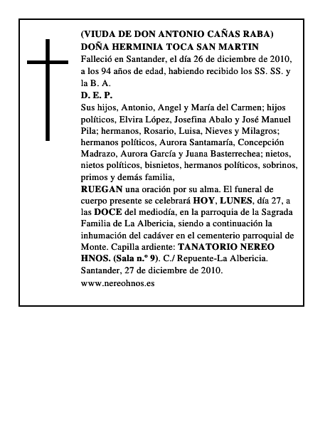 DOÑA HERMINIA TOCA SAN MARTIN