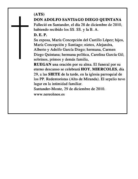 DON ADOLFO SANTIAGO DIEGO QUINTANA
