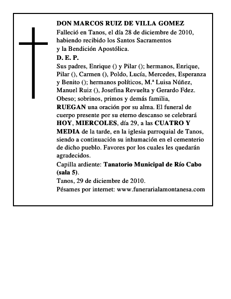 DON MARCOS RUIZ DE VILLA GOMEZ