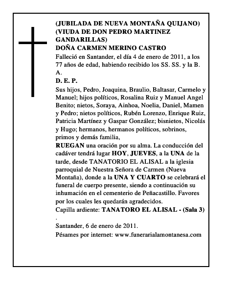 DOÑA CARMEN MERINO CASTRO
