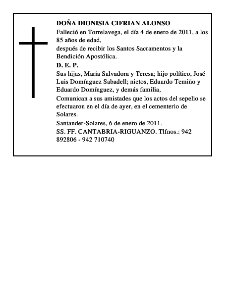DOÑA DIONISIA CIFRIAN ALONSO