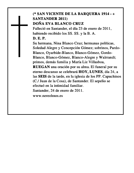 DOÑA EVA BLANCO CRUZ