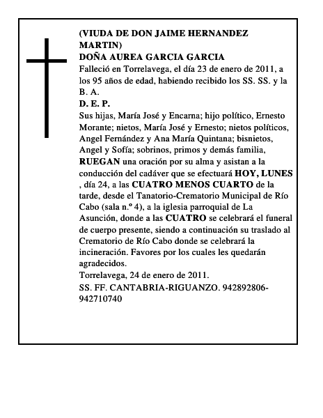 DOÑA AUREA GARCIA GARCIA