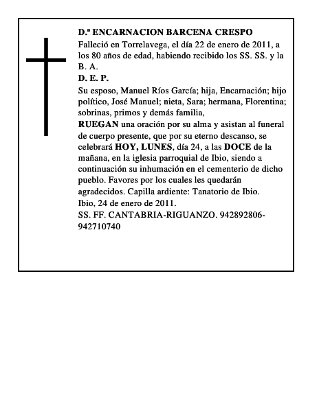 D.ª ENCARNACION BARCENA CRESPO