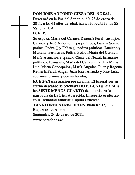DON JOSE ANTONIO CIEZA DEL NOZAL