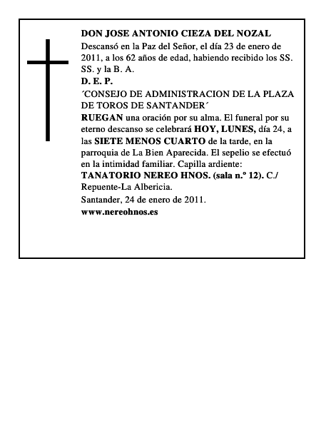 DON JOSE ANTONIO CIEZA DEL NOZAL
