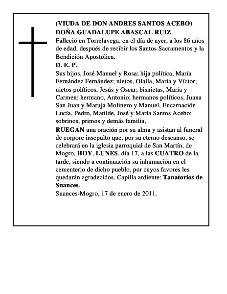 DOÑA GUADALUPE ABASCAL RUIZ