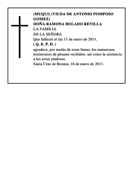 DOÑA RAMONA BOLADO REVILLA