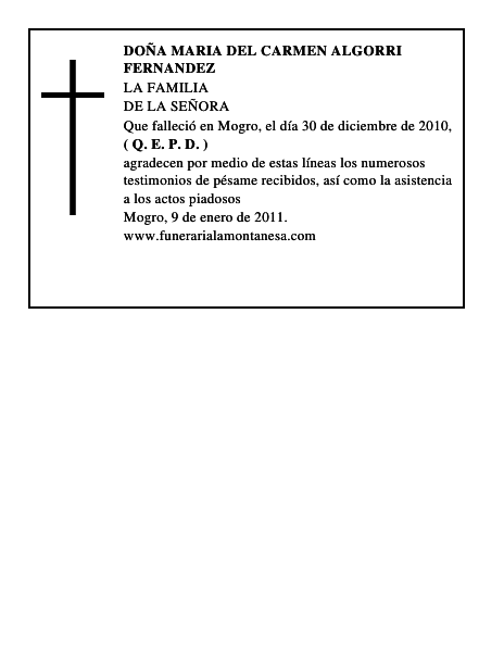 DOÑA MARIA DEL CARMEN ALGORRI FERNANDEZ