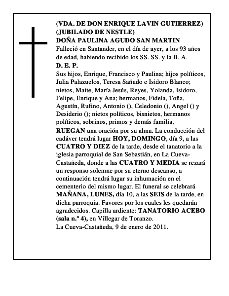 DOÑA PAULINA AGUDO SAN MARTIN