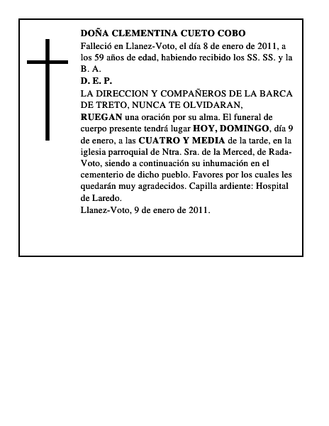 DOÑA CLEMENTINA CUETO COBO