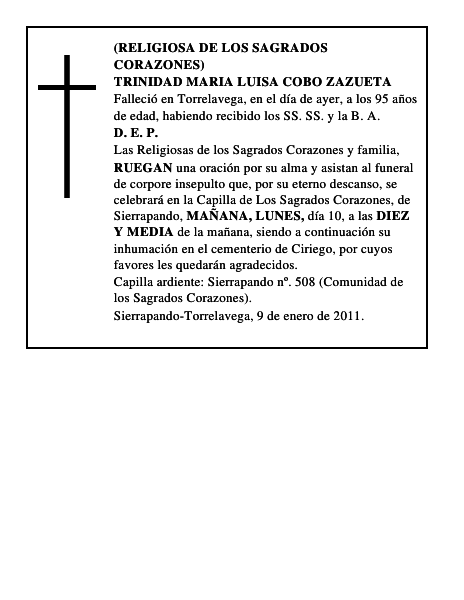 TRINIDAD MARIA LUISA COBO ZAZUETA