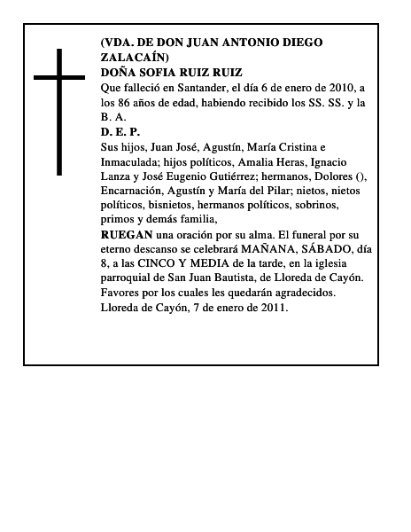 DOÑA SOFIA RUIZ RUIZ