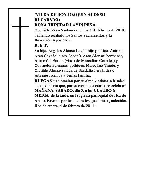 DOÑA TRINIDAD LAVIN PEÑA
