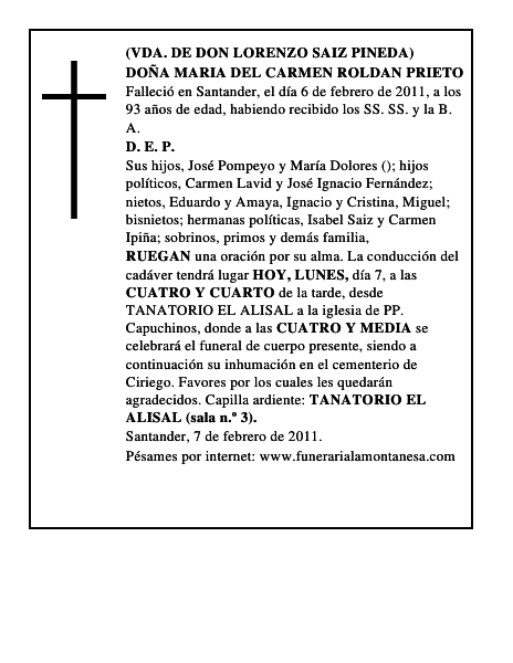 DOÑA MARIA DEL CARMEN ROLDAN PRIETO