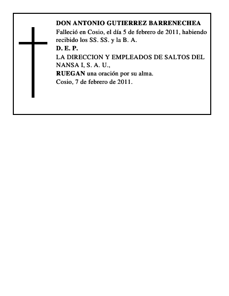 DON ANTONIO GUTIERREZ BARRENECHEA