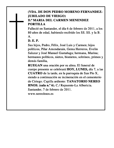 D.ª MARIA DEL CARMEN MENENDEZ PORTILLA