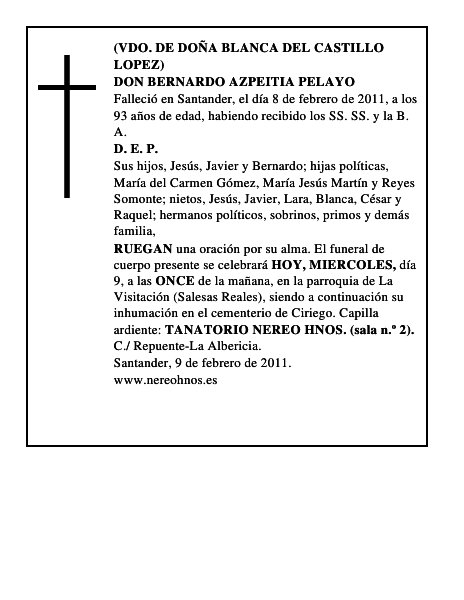 DON BERNARDO AZPEITIA PELAYO