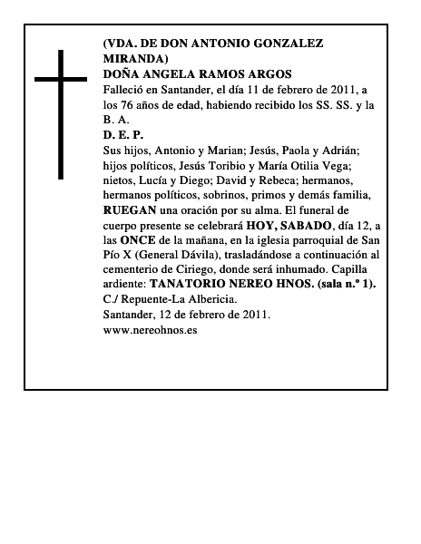 DOÑA ANGELA RAMOS ARGOS