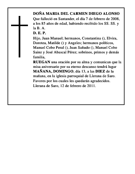 DOÑA MARIA DEL CARMEN DIEGO ALONSO
