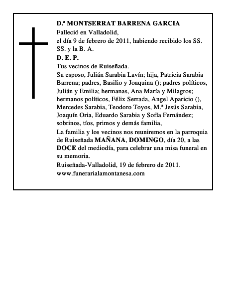 D.ª MONTSERRAT BARRENA GARCIA