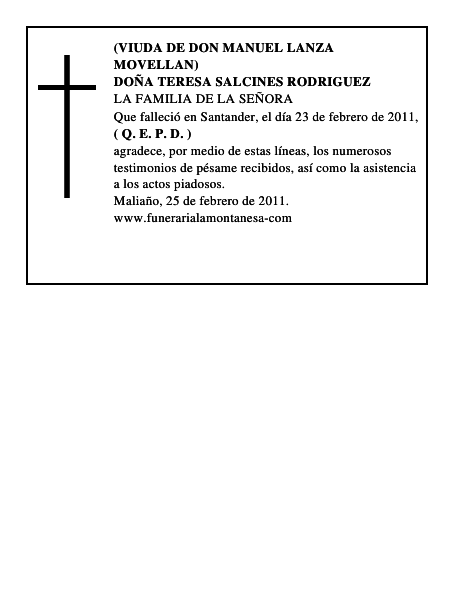 DOÑA TERESA SALCINES RODRIGUEZ